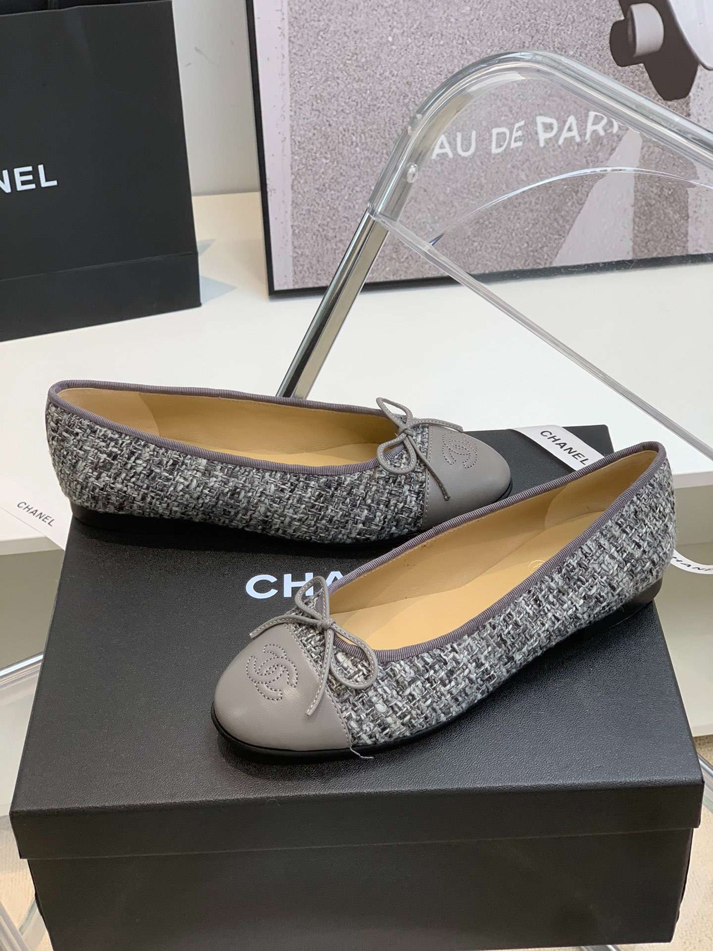 Ch**el Ballet Flats Grey For Women