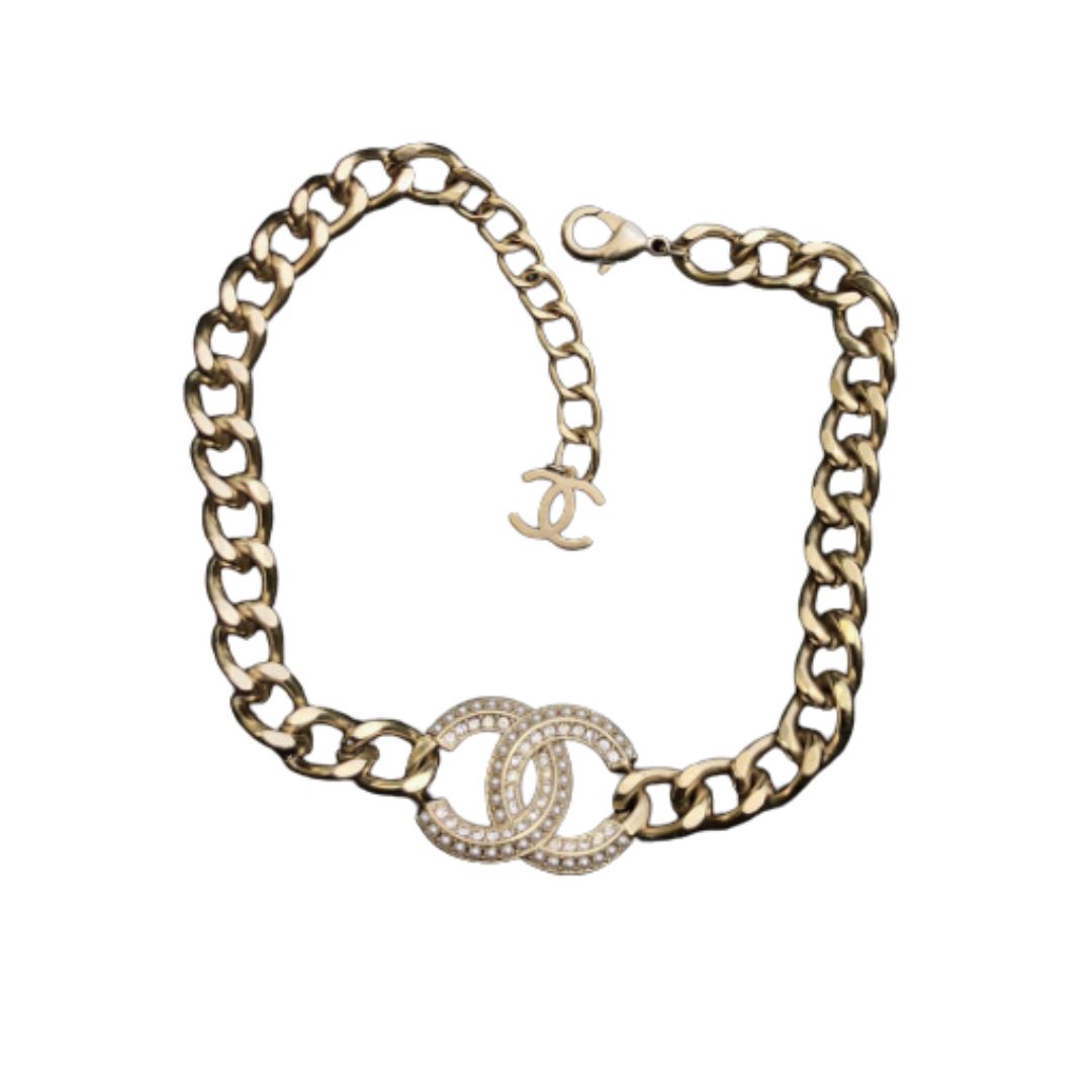 Ch**el Small Agarwood Necklace Gold For Women