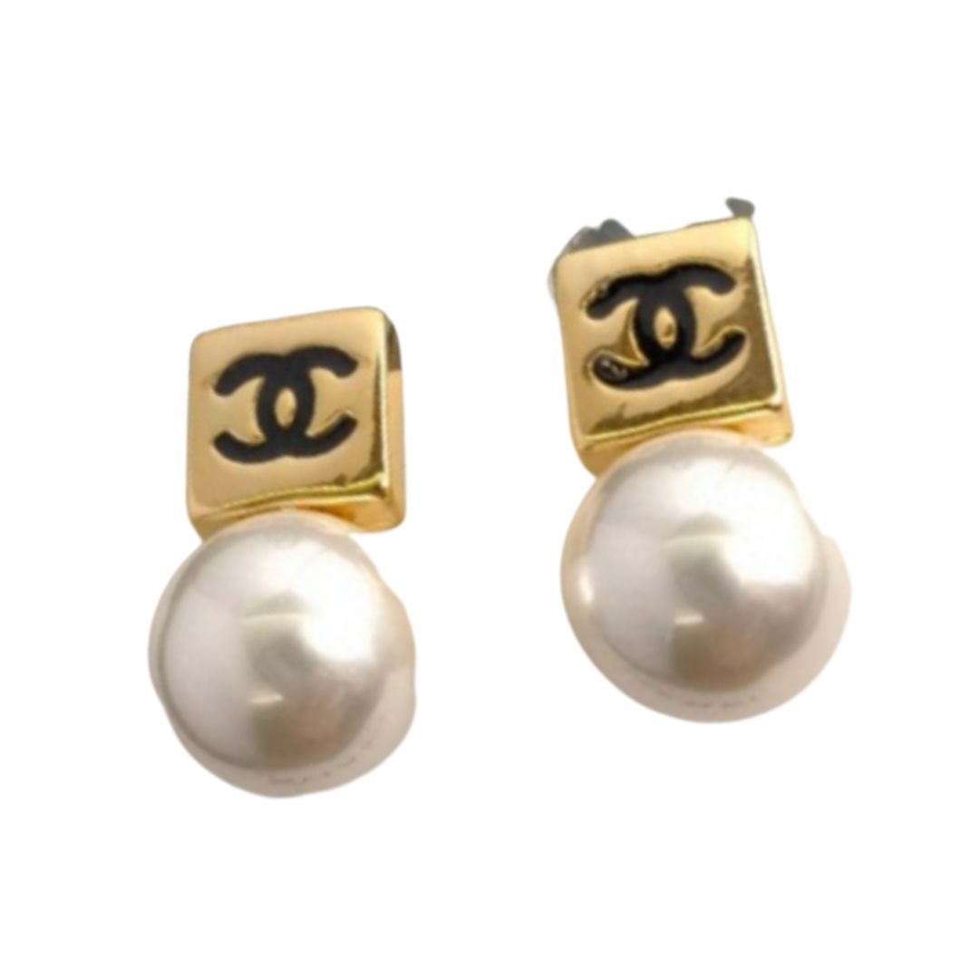 Ch**el Square Small Stud Earrings Gold For Women