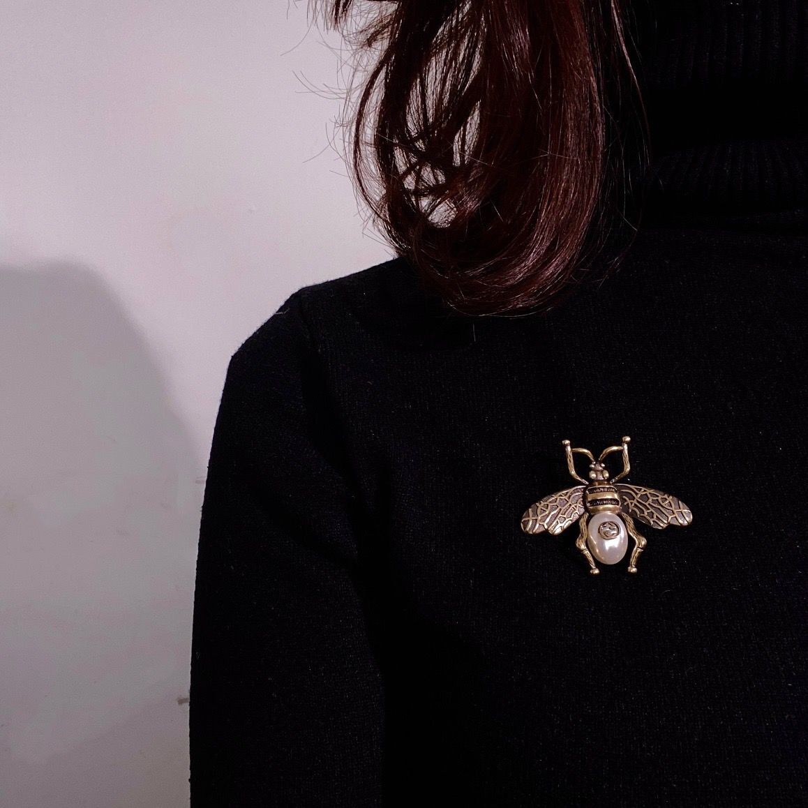 Gvc*1 Pearl Red D1am0nd Bee Brooch Gold For Women