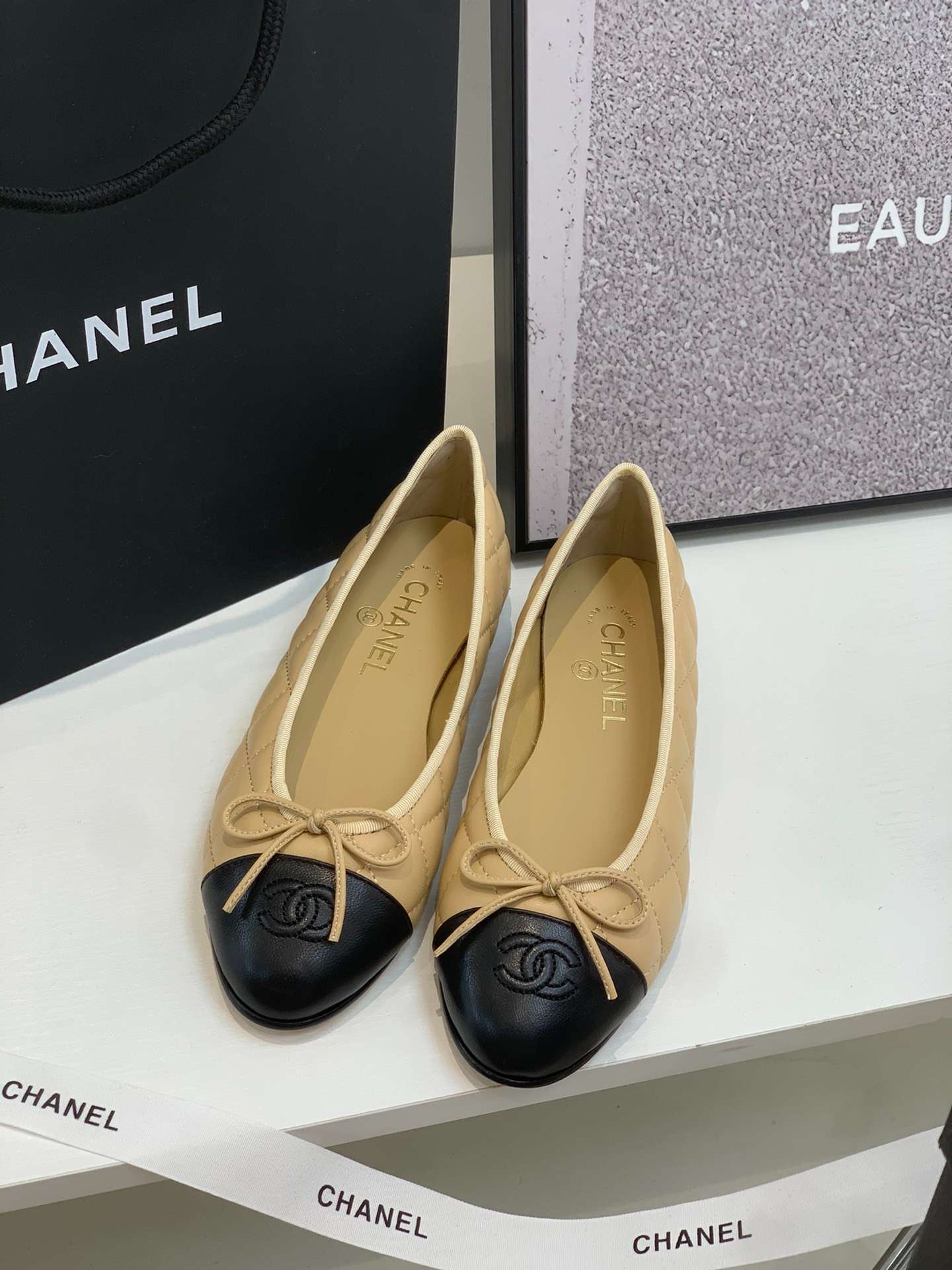 Ch**el Ballet Flats Beige For Women