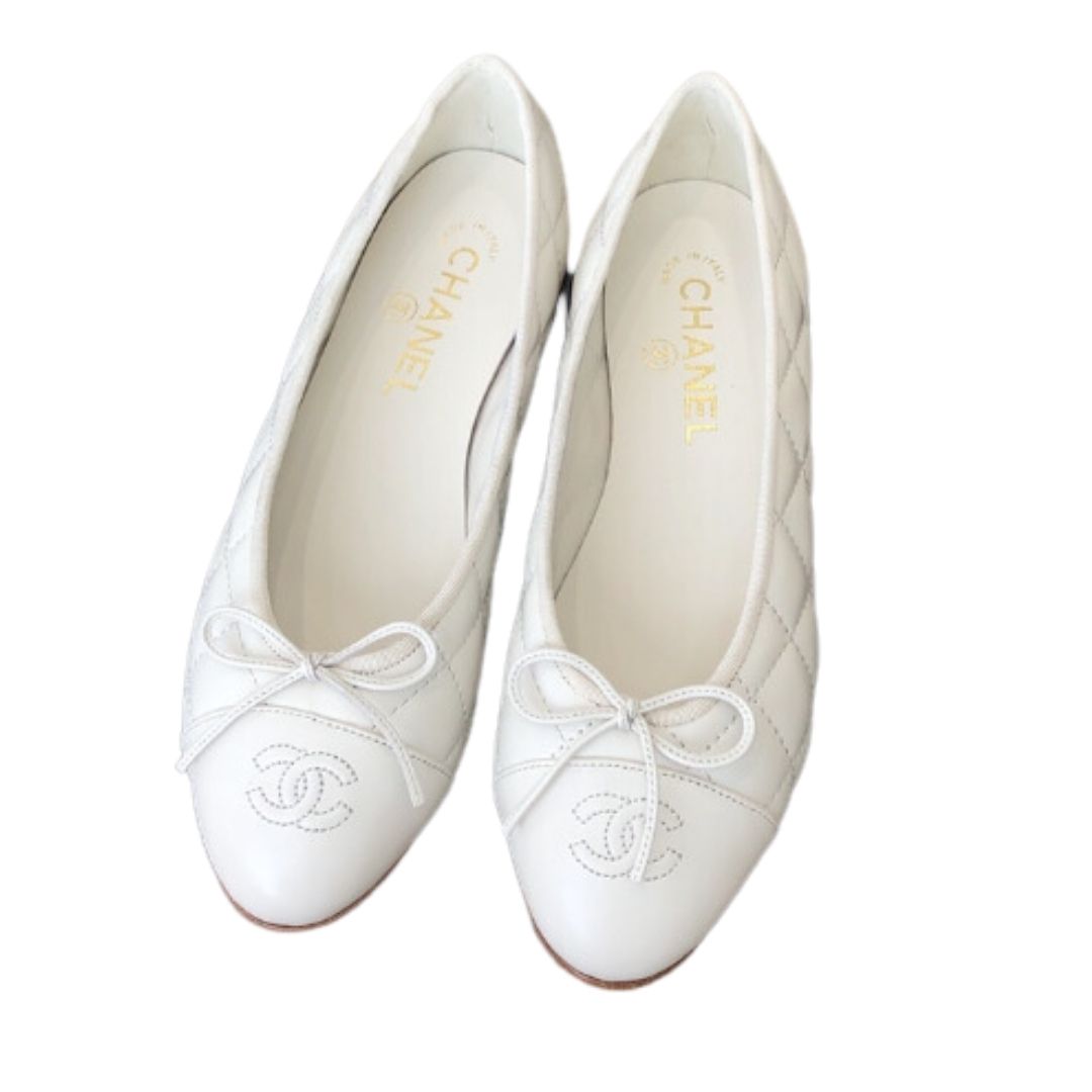 Ch**el Ballet Flats White For Women