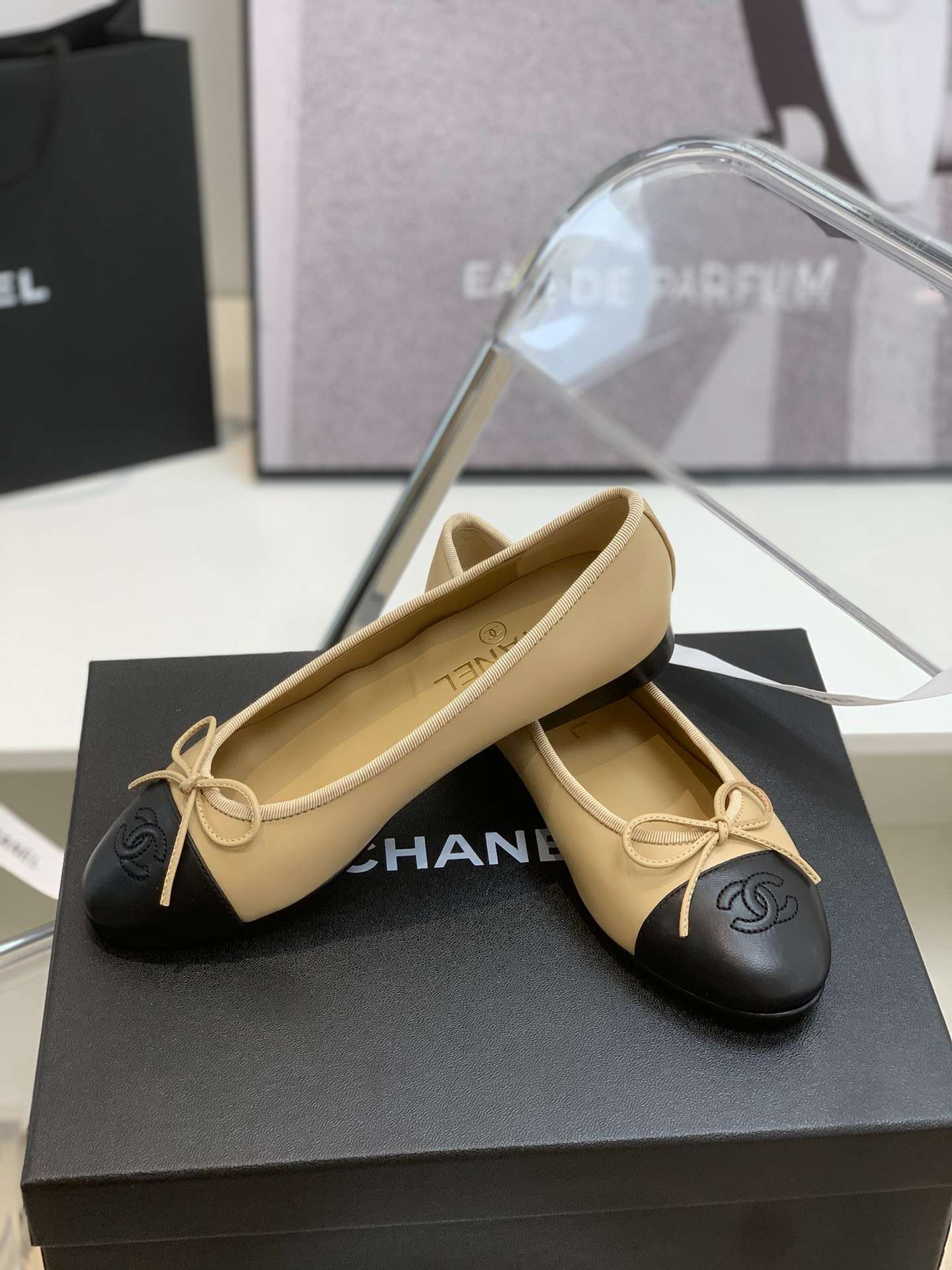 Ch**el Ballet Flats Beige For Women