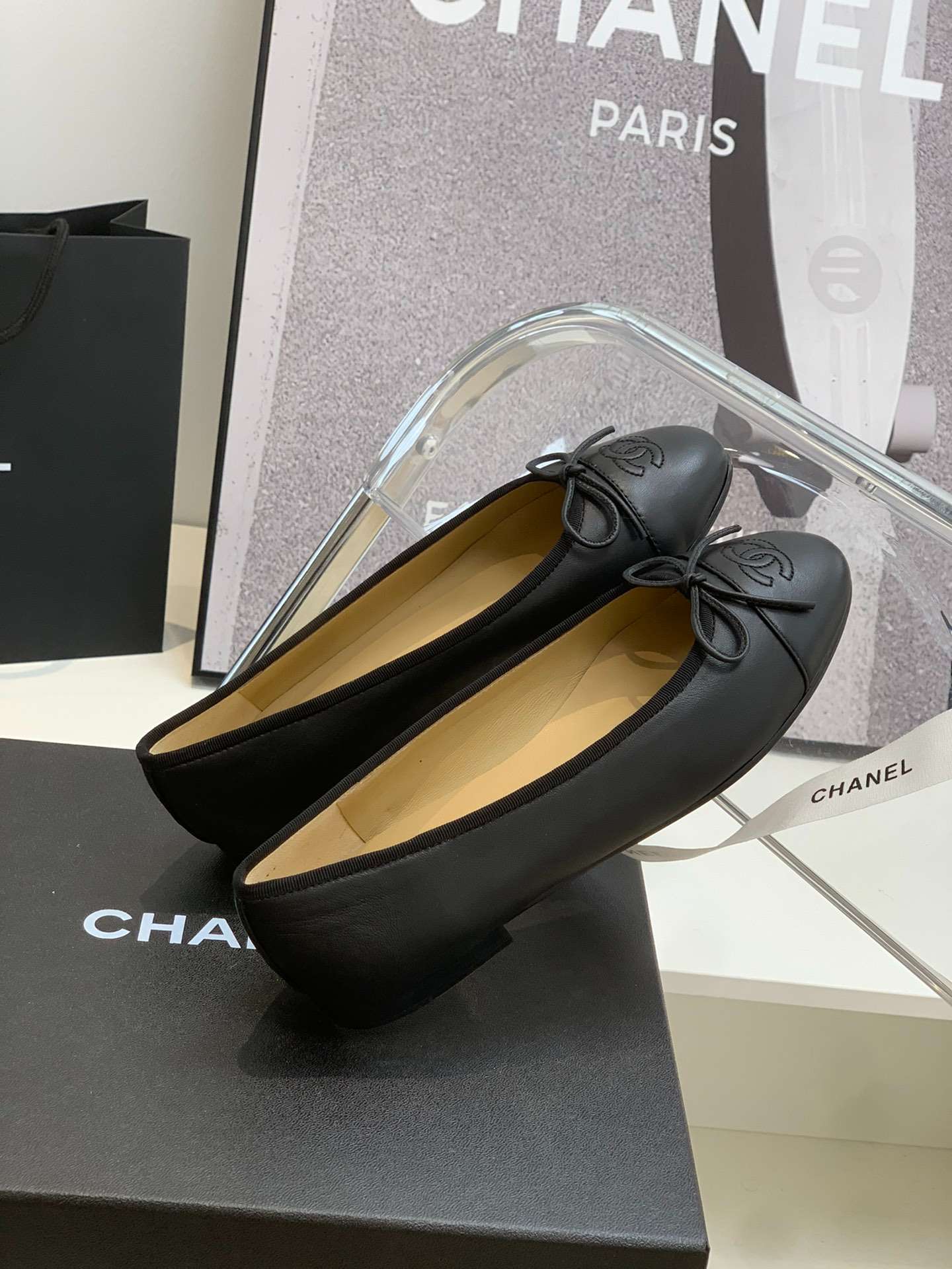 Ch**el Ballet Flats Black For Women