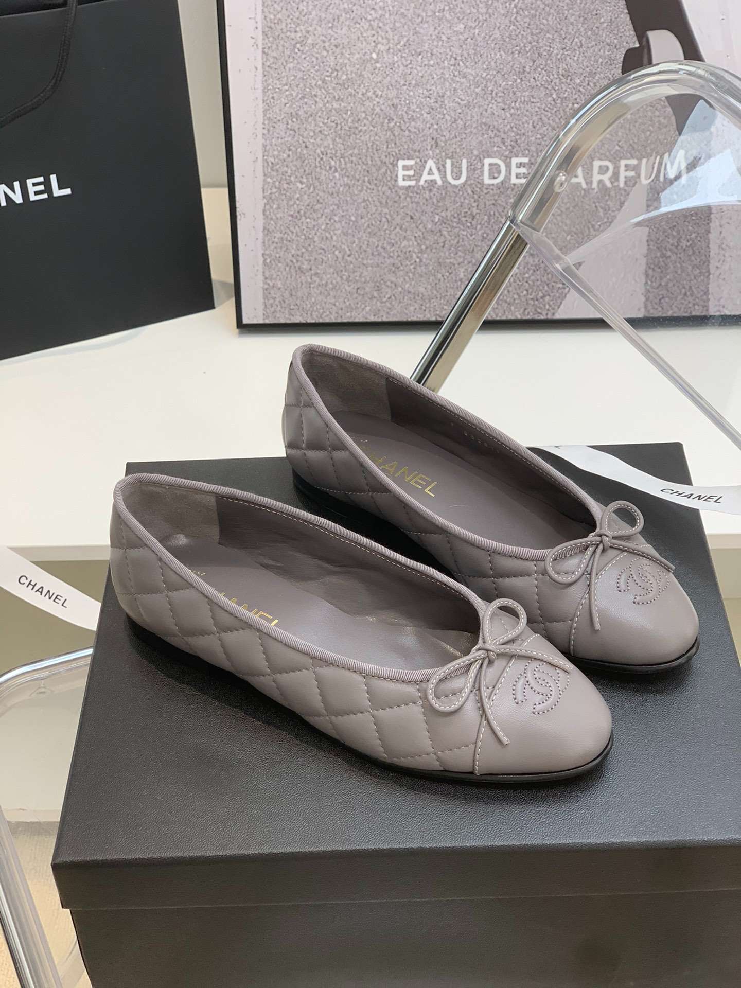 Ch**el Ballet Flats Grey For Women