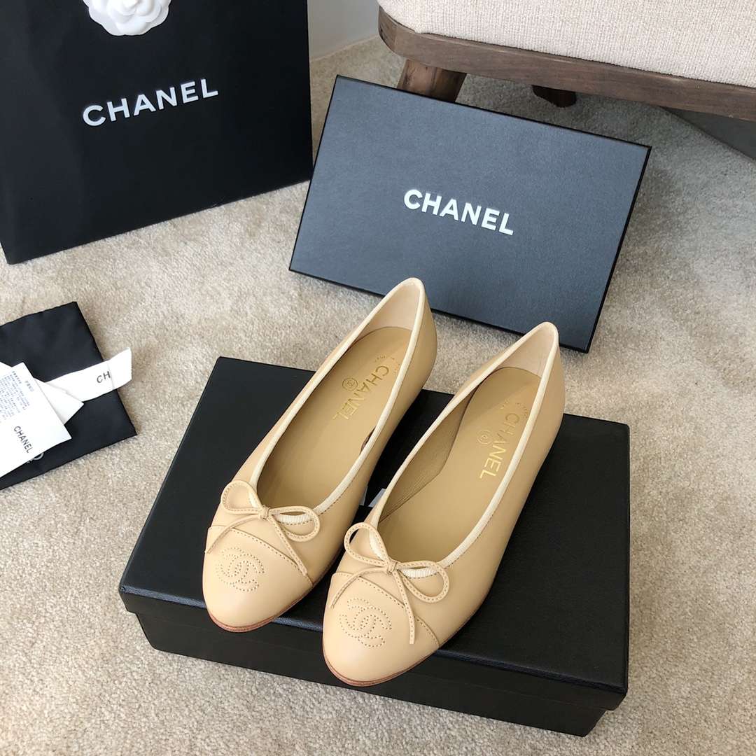 Ch**el Ballet Flats Beige For Women