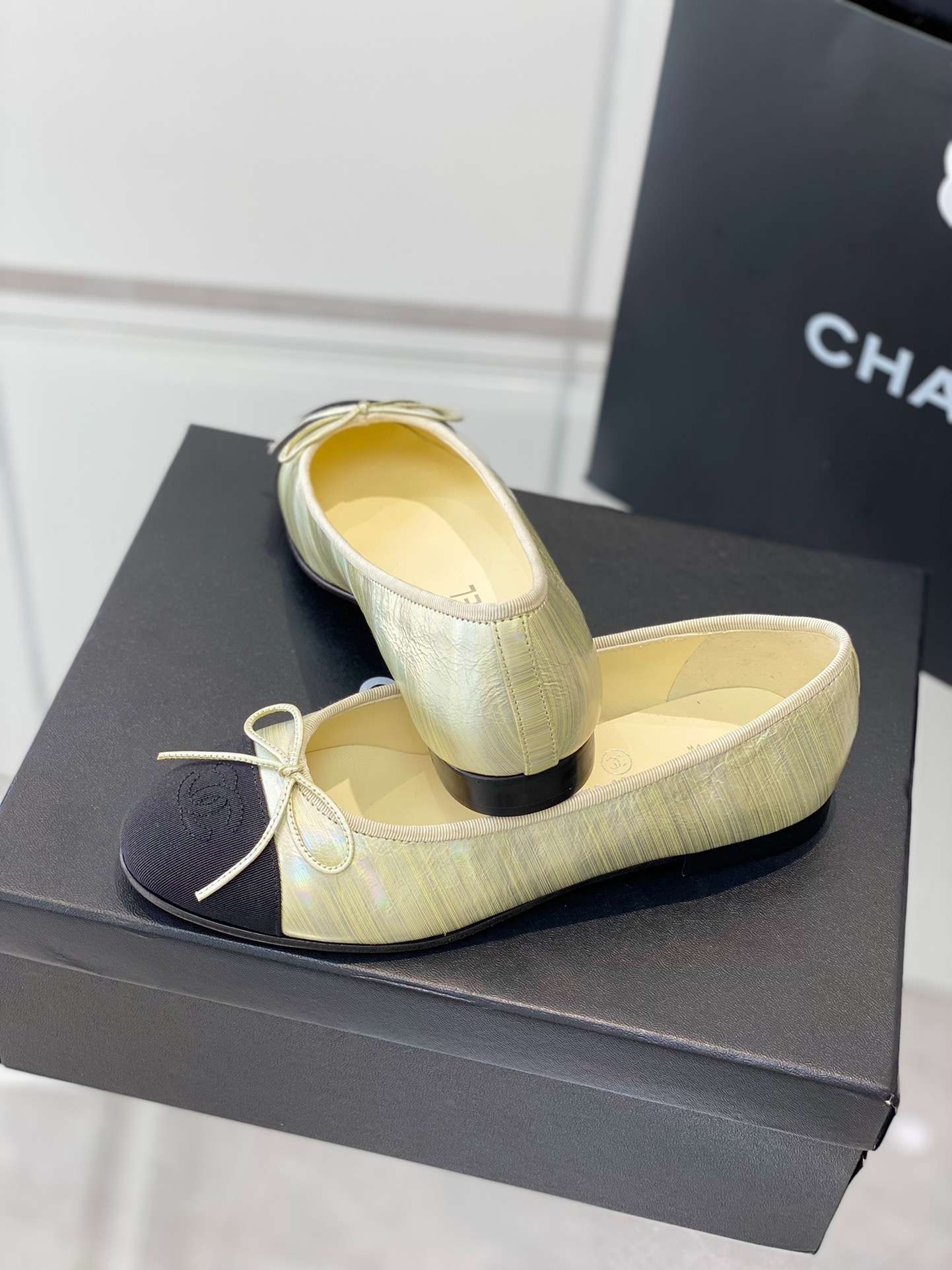 Ch**el Ballet Flats Cream For Women