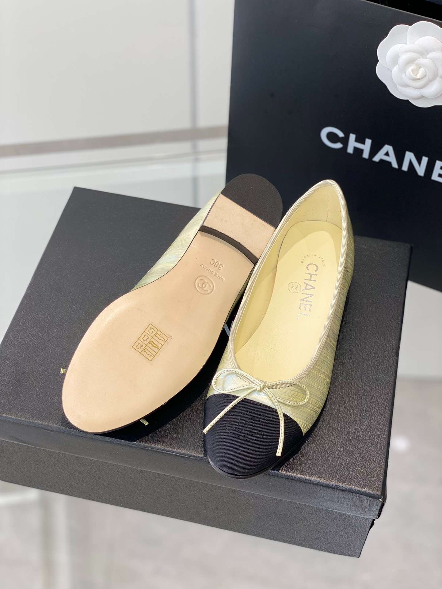 Ch**el Ballet Flats Cream For Women