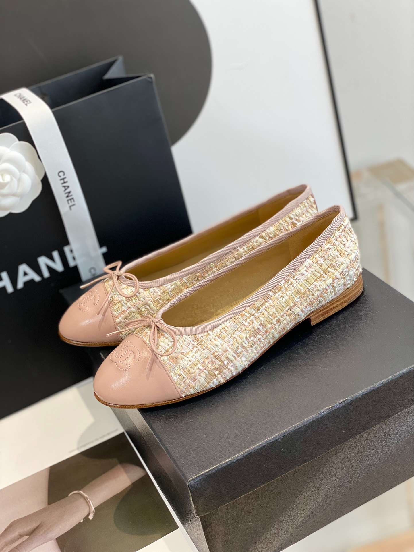 Ch**el Ballet Flats Beige For Women