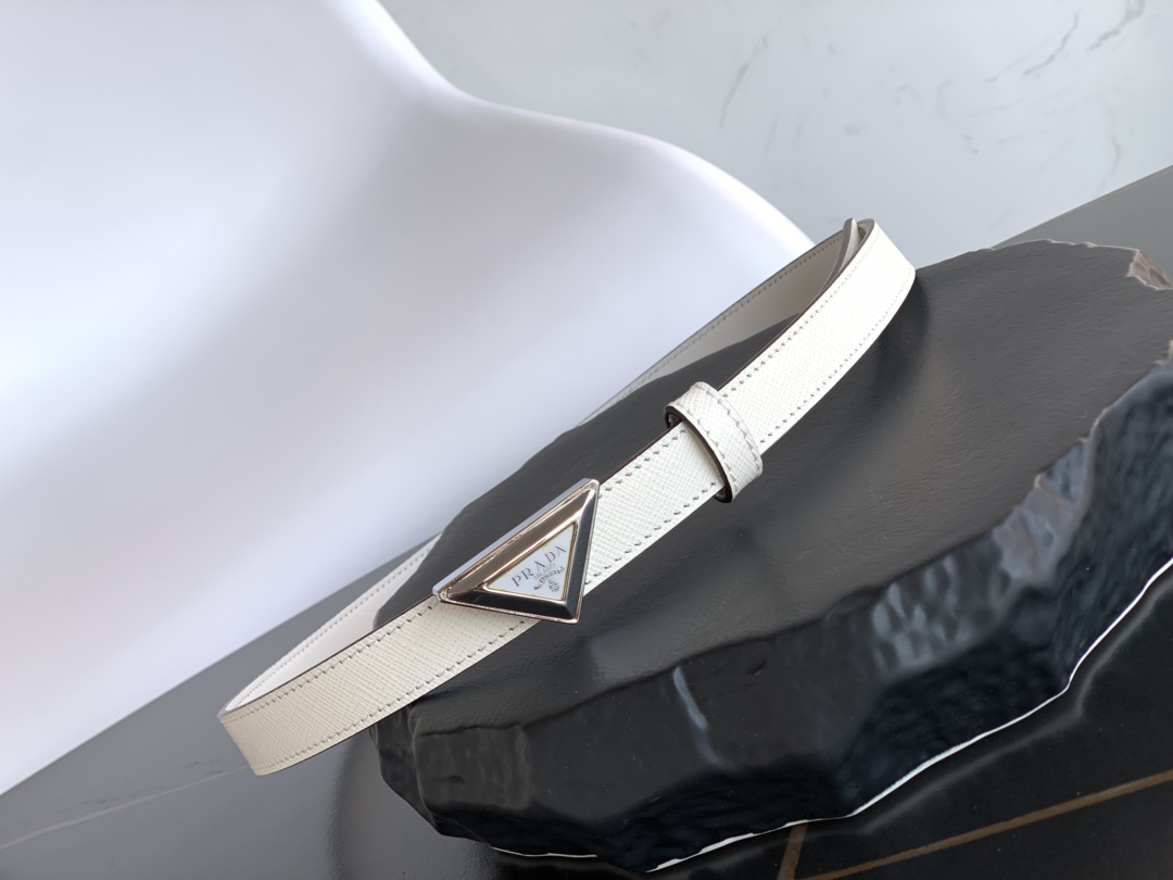 Pra*a Saffiano Belt White For Women