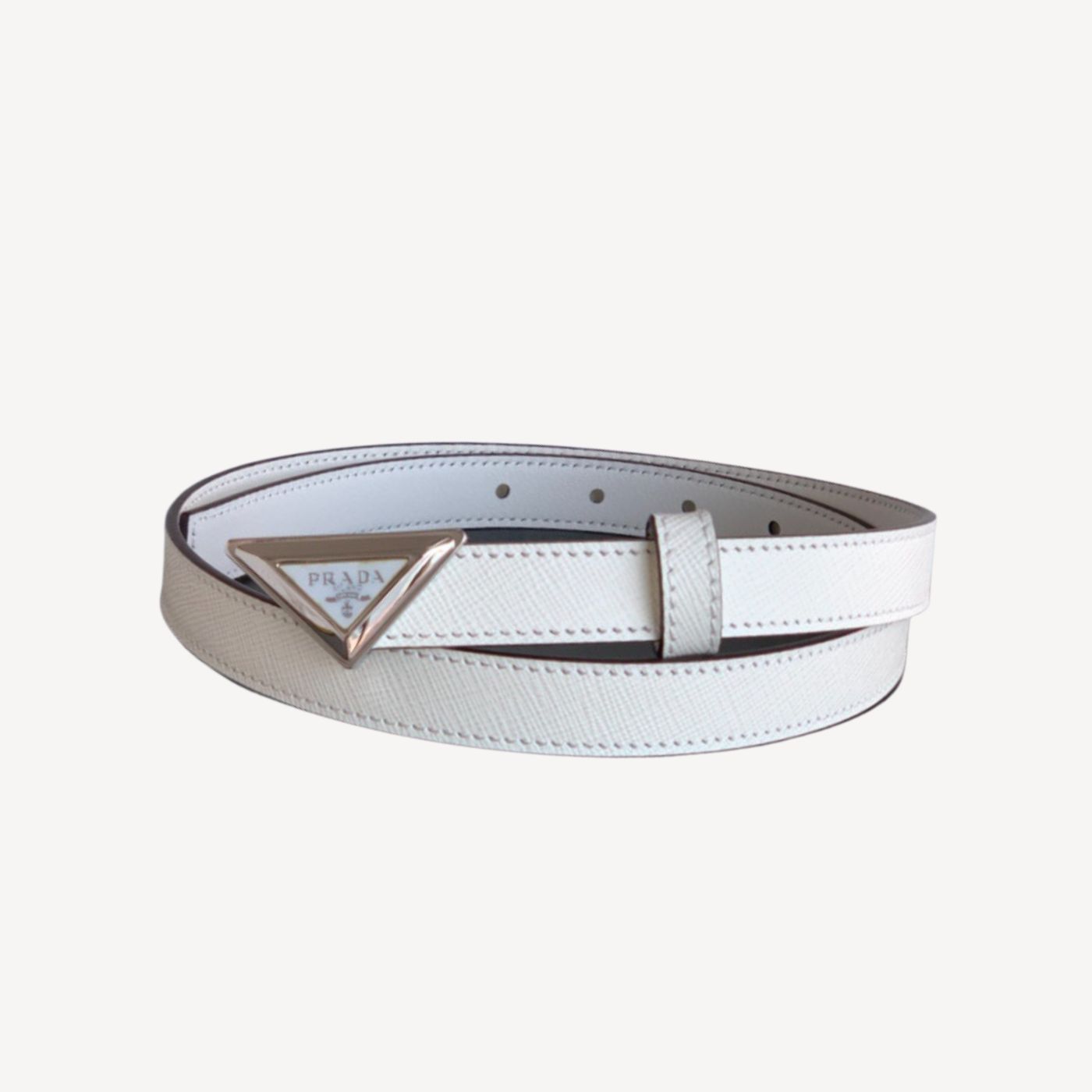 Pra*a Saffiano Belt White For Women