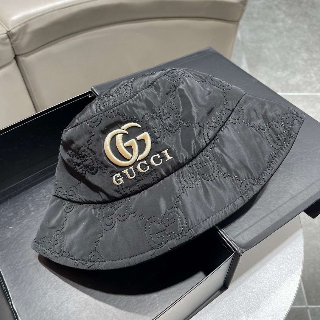 Gvc*1 Quilted Bucket Hat Black For Women