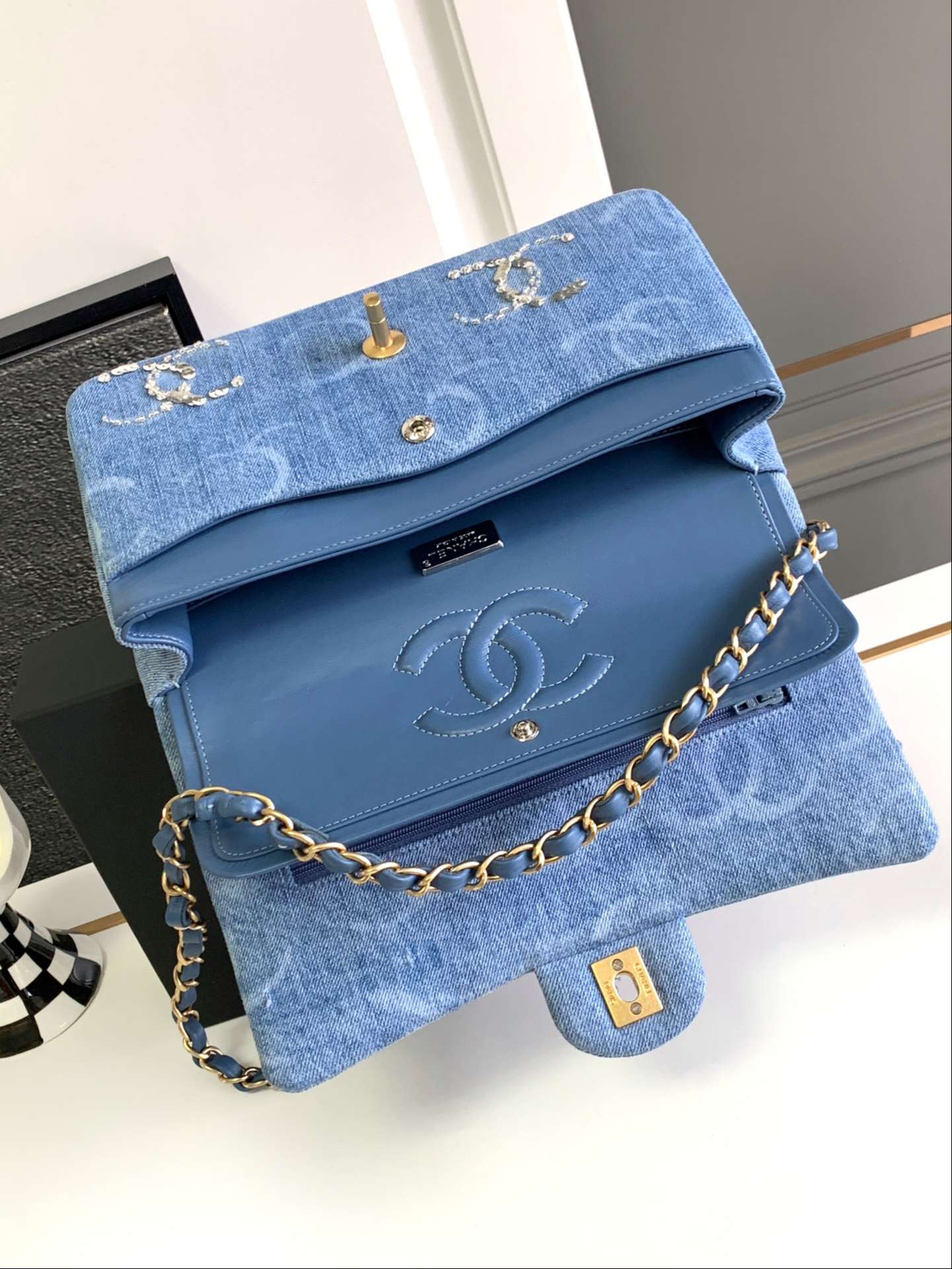 Ch**el Classic Handbags Blue For Women 25.5cm / 9.9in A01112