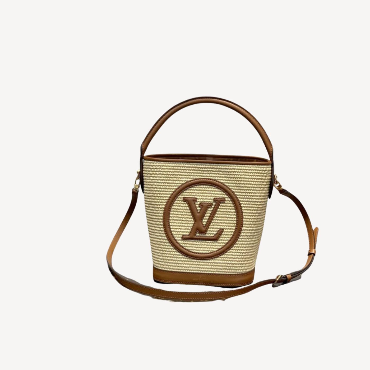 L0vis Vvtt0n Petit Bucket Raffia Beige For Women ‎9.4in/24cm