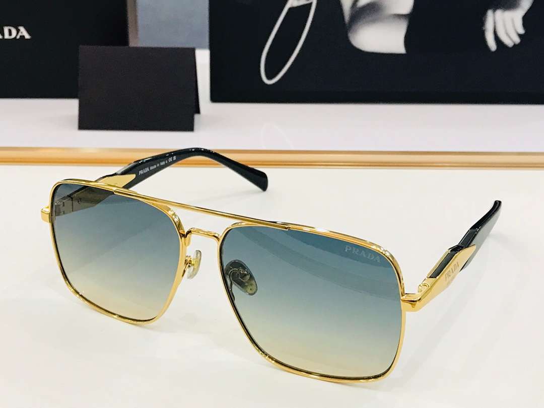 Pra*a Letter Logo Sunglasses Gold For Women