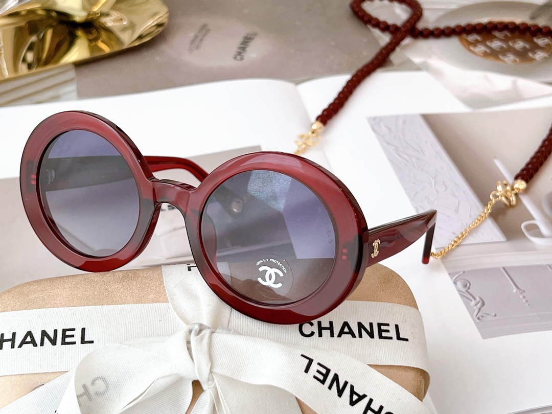 Ch**el Round Sunglasses Brown For Women