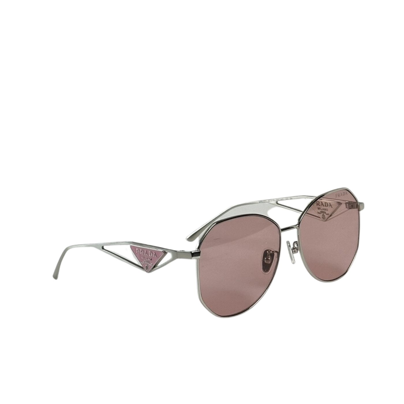 Pra*a Sunglasses With Triangle Logo Silver For Women