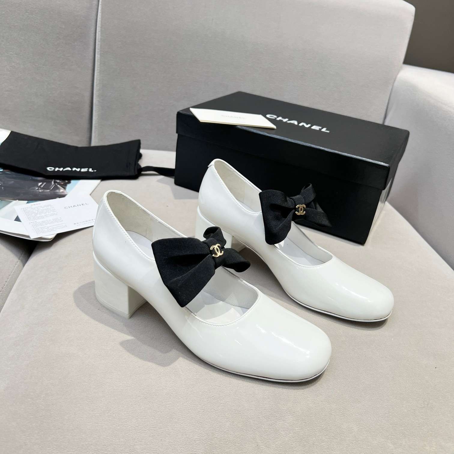 Ch**el Bow Mary Jane White For Women