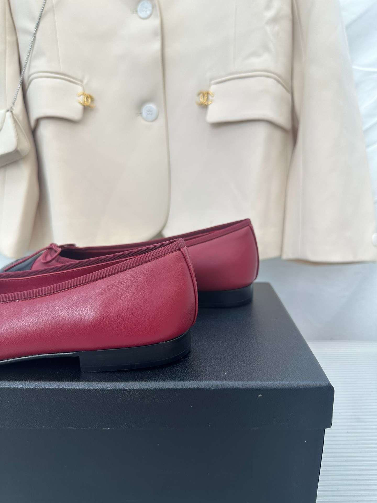 Ch**el Ballerina Logo Ballet Burgundy For Women