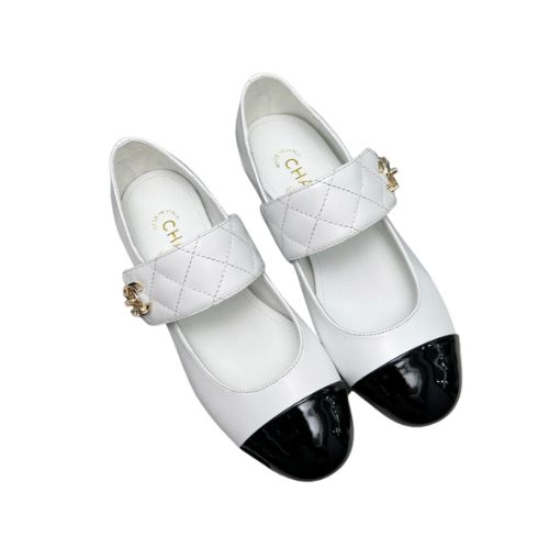 Ch**el Logo CC Mary Jane White For Women