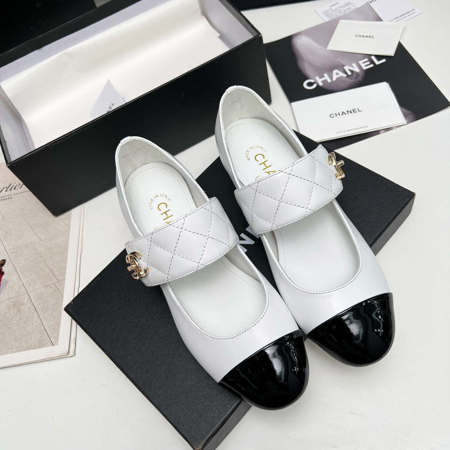 Ch**el Logo CC Mary Jane White For Women