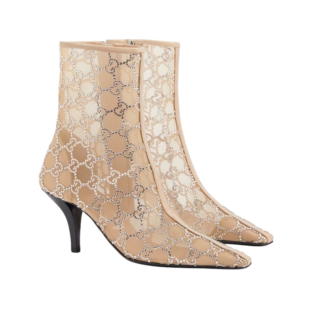 Gvc*1 GG Mid-Heel Boots Rose Beige For Women- ‎750228 F13B0 9941