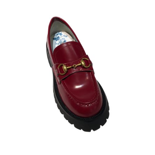 Gvc*1 Lug Sole Horsebit Accent Loafers Burgundy For Women