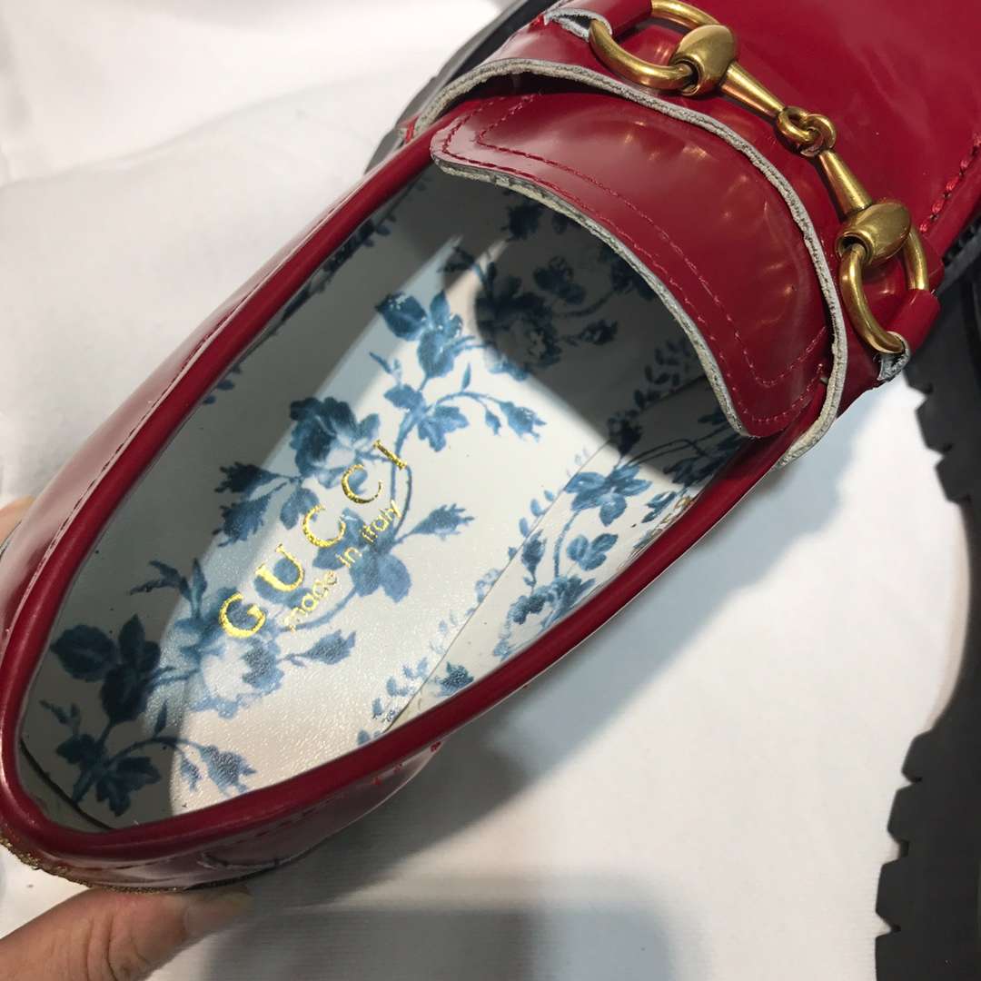 Gvc*1 Lug Sole Horsebit Accent Loafers Burgundy For Women