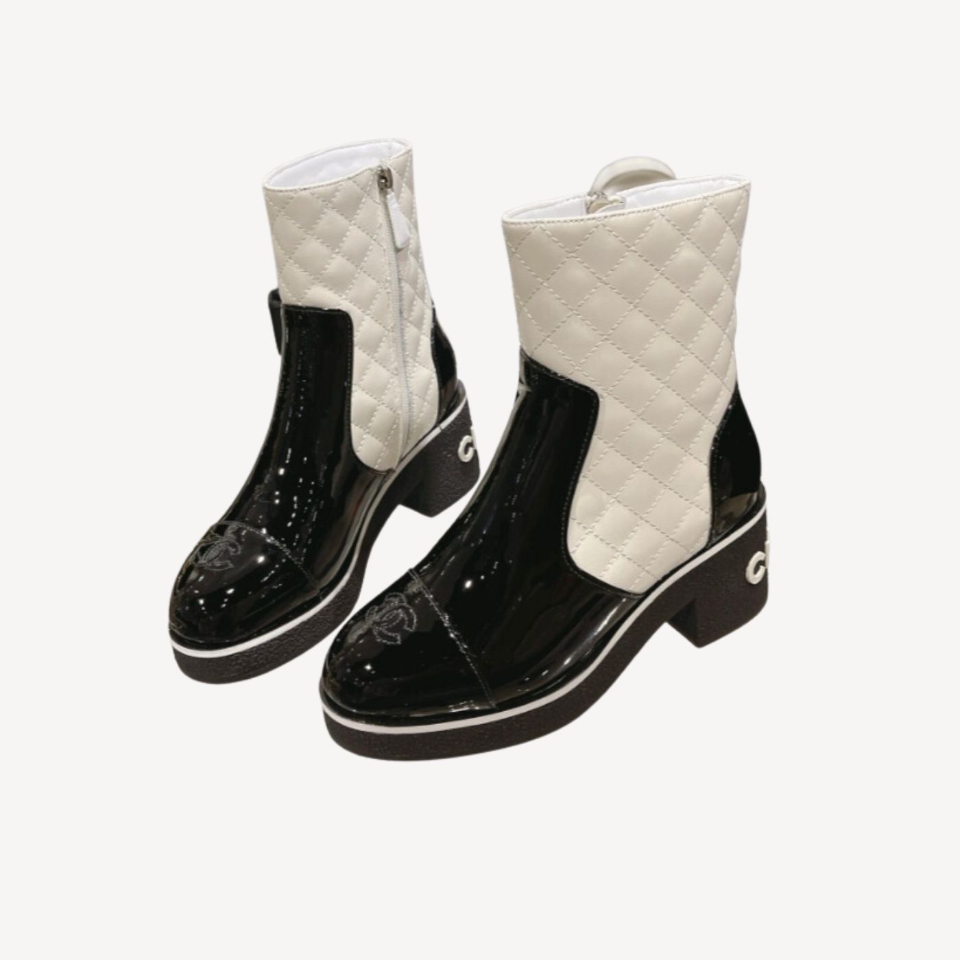 Ch**el Short Boots Black/White For Women