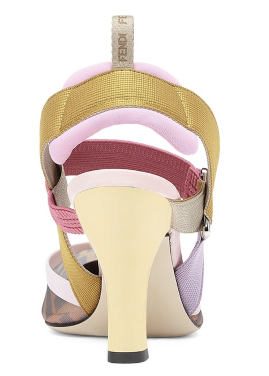 Colibrì Brown Mesh High-heeled Slingbacks For Women-8J6851AJZ3F1HG5