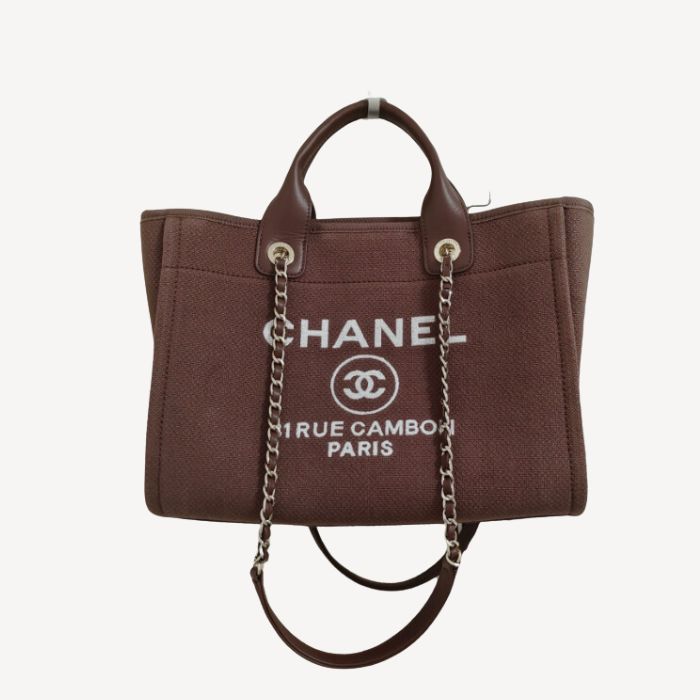 Ch**el Deauville Tote Bag Pouch Burgundy For Women 34cm / 13.39in