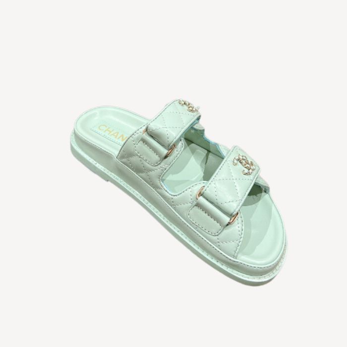 Ch**el Sandals With Ch**el Logo Jade Green For Women