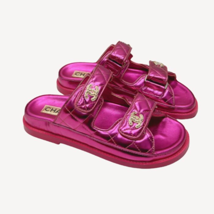 Ch**el Sandals With Ch**el Logo Pink For Women