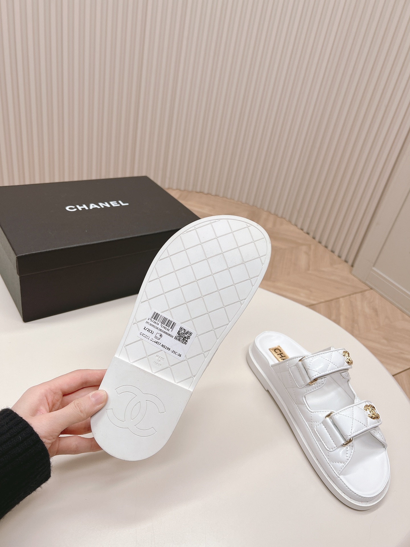 Ch**el Sandals With Ch**el Logo White For Women