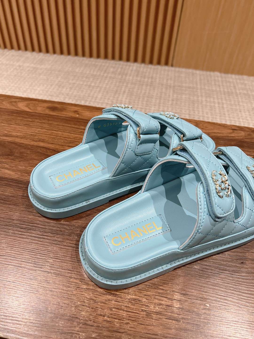 Ch**el Sandals With Ch**el Logo Light Blue For Women