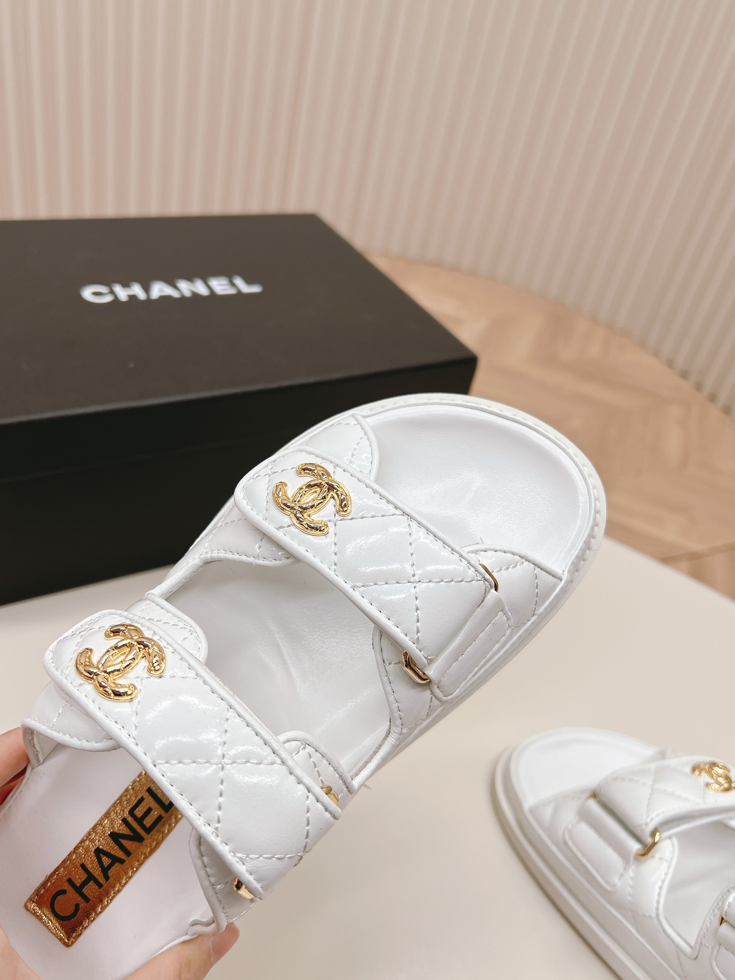 Ch**el Sandals With Ch**el Logo White For Women