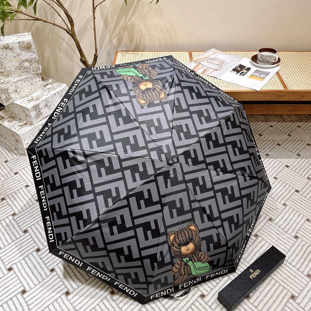 F**di Logo Compact Umbrella Black