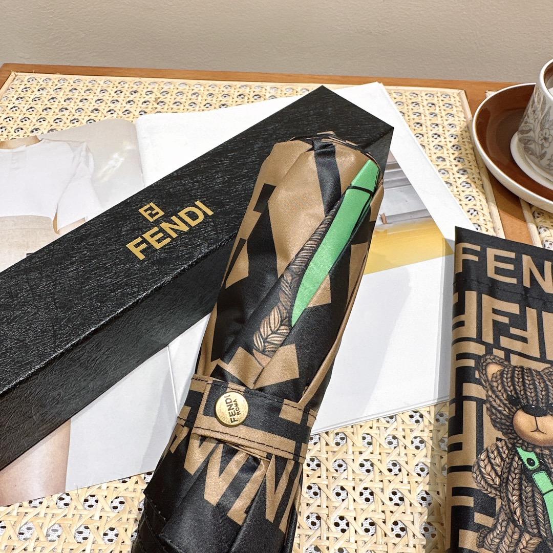 F**di Logo Compact Umbrella Brown