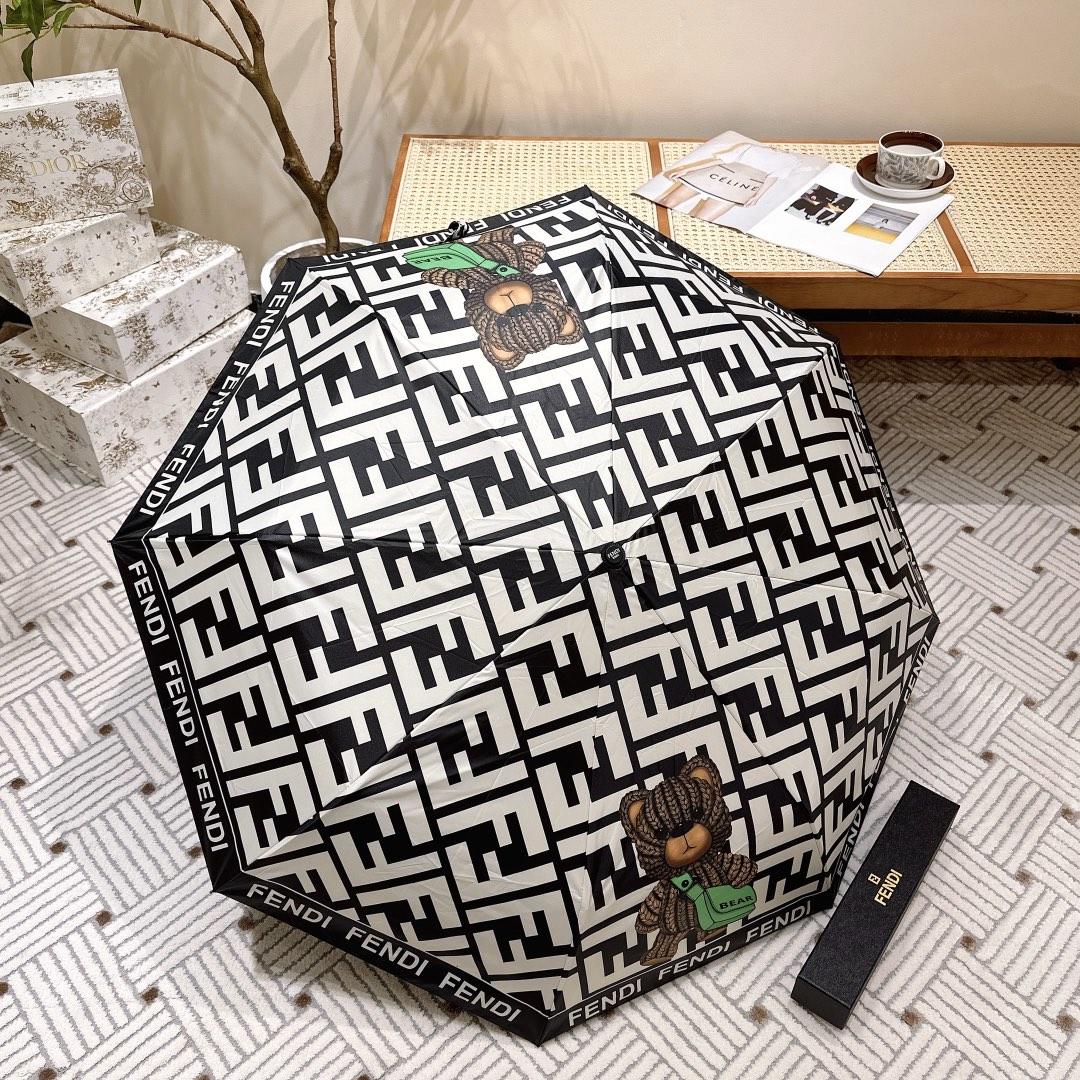 F**di Logo Compact Umbrella White