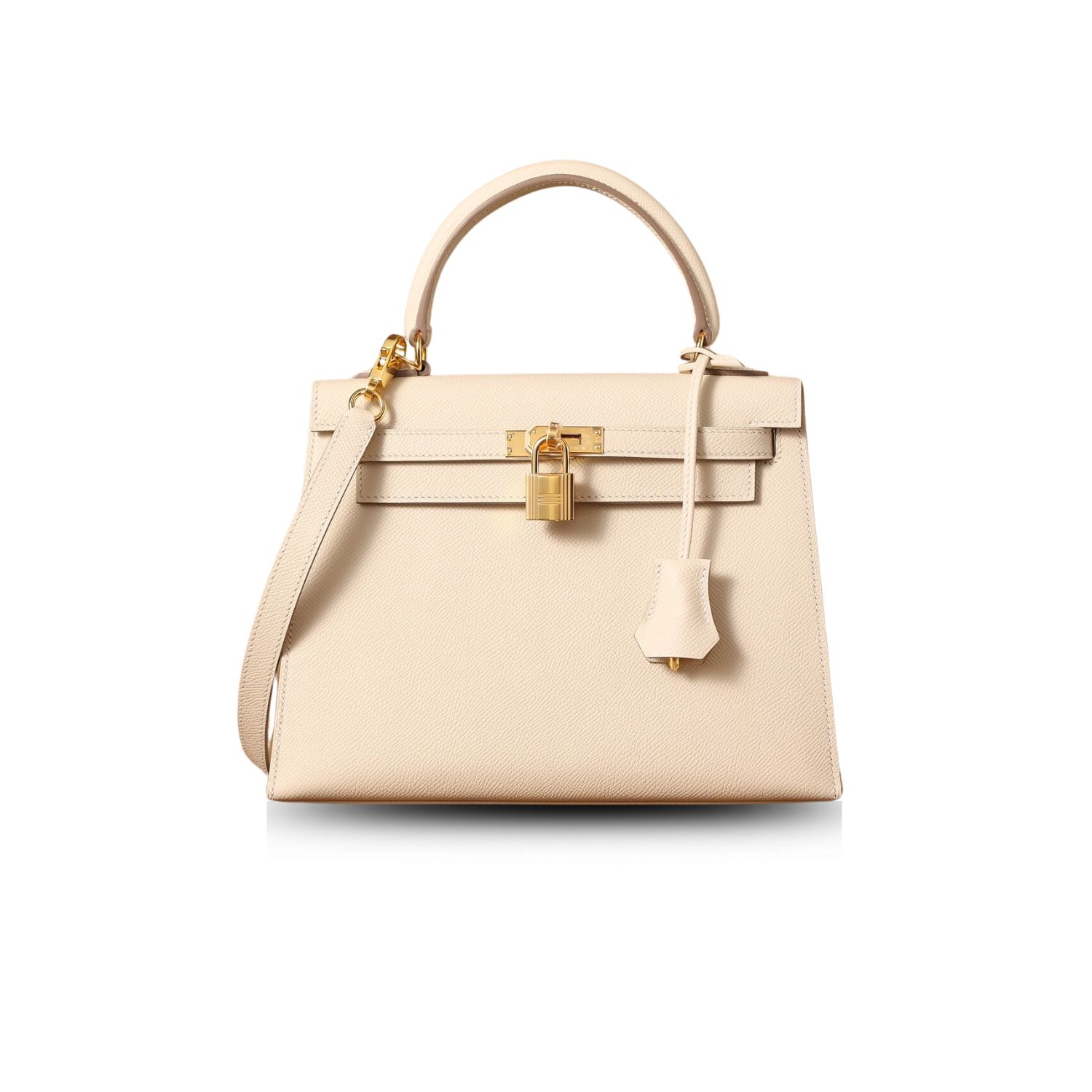 H**me5 Kelly Epsom Gold Tone Lock Bag Cream For Women 9,8in/25cm