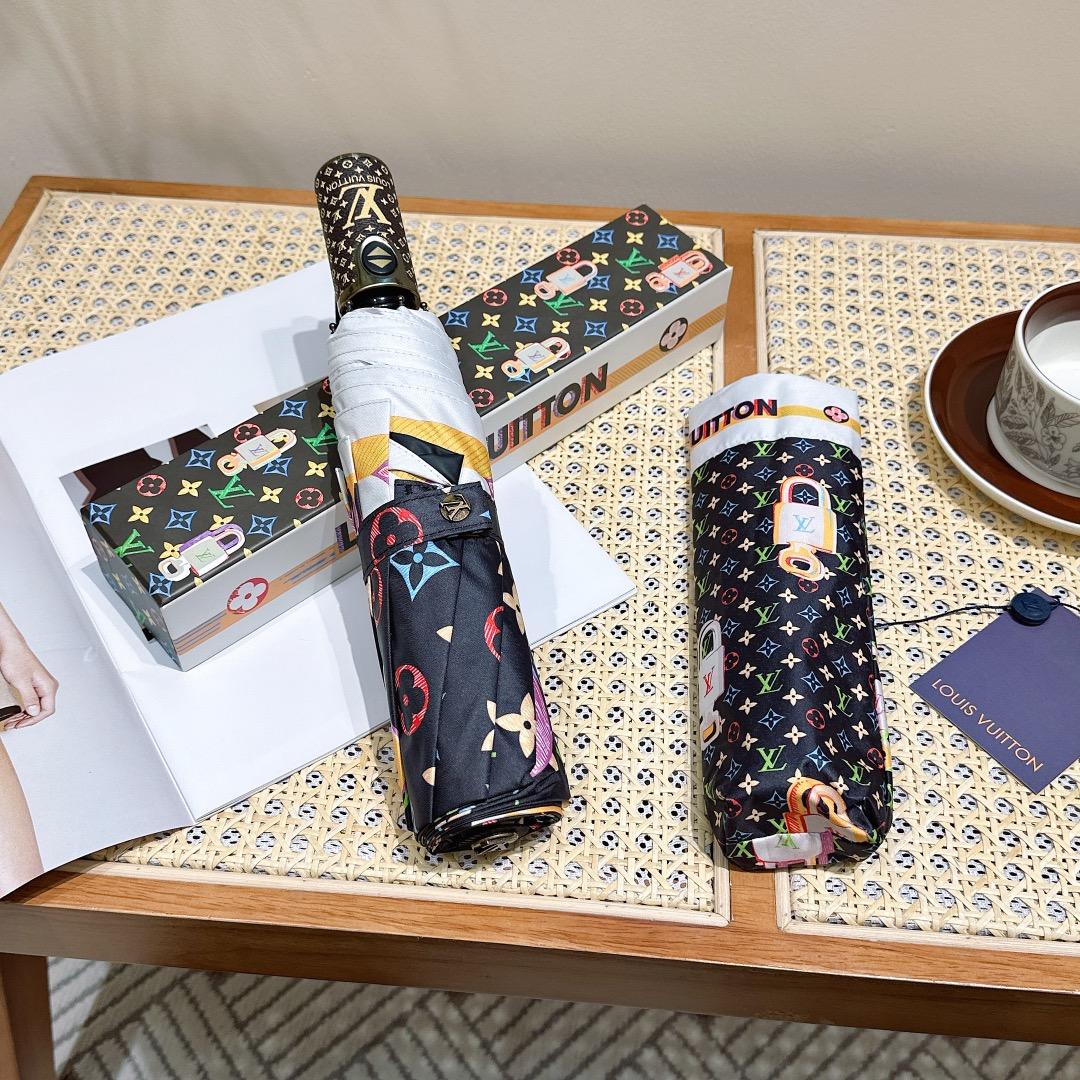 L0vis Vvtt0n Monogram Printed Umbrella Black