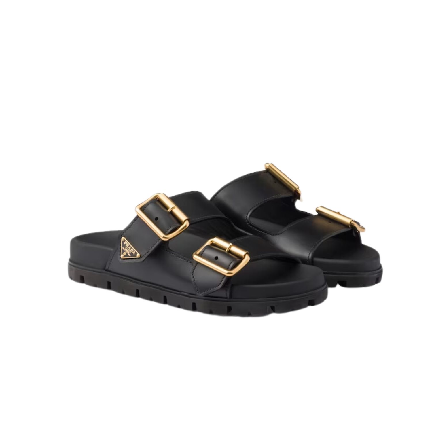 Pra*a Strap Slides Black For Women 1XX692_3LEM_F0002_F_020