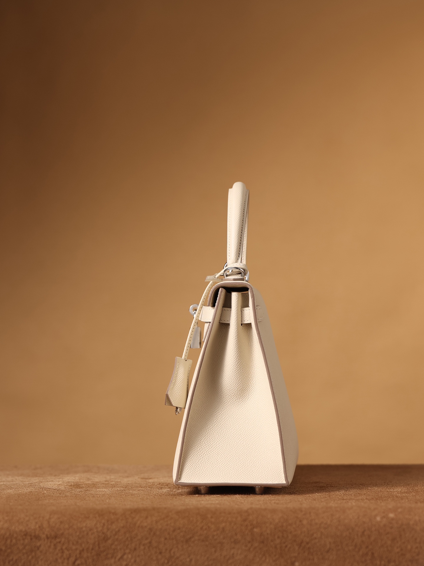 H**me5 Kelly Epsom Silver Lock Bag Cream For Women 9,8in/25cm