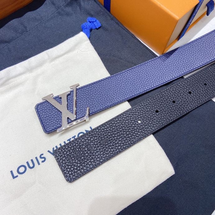 L0vis Vvtt0n Silver Tone Buckle LV Iconic Belt Dark Blue For Women