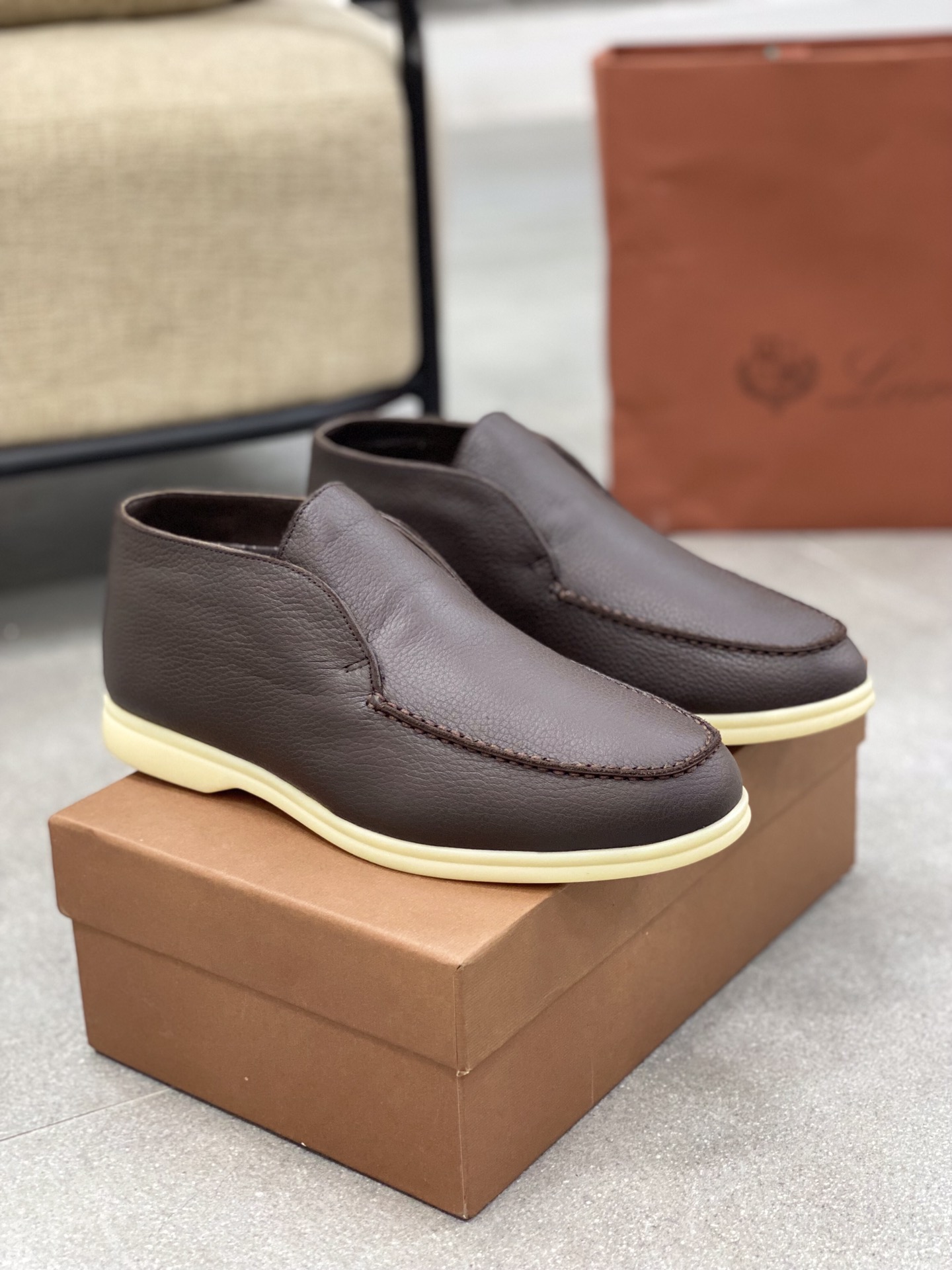 L0r0 P1ana Open Walk Ankle Boots Brown For Men FAI3276