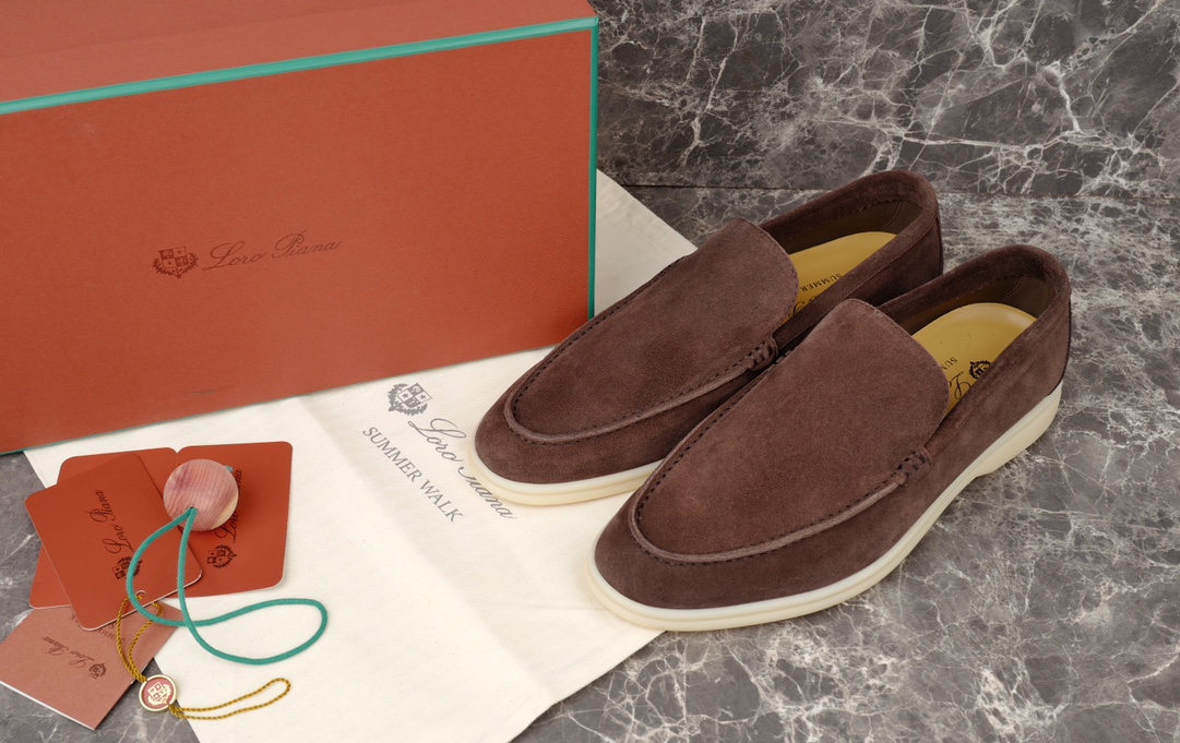 L0r0 P1ana Summer Walk Loafers Dark Brown For Men FAE8124