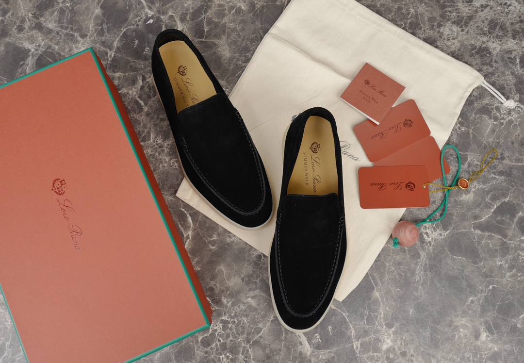 L0r0 P1ana Summer Walk Loafers Black For Men FAE8124