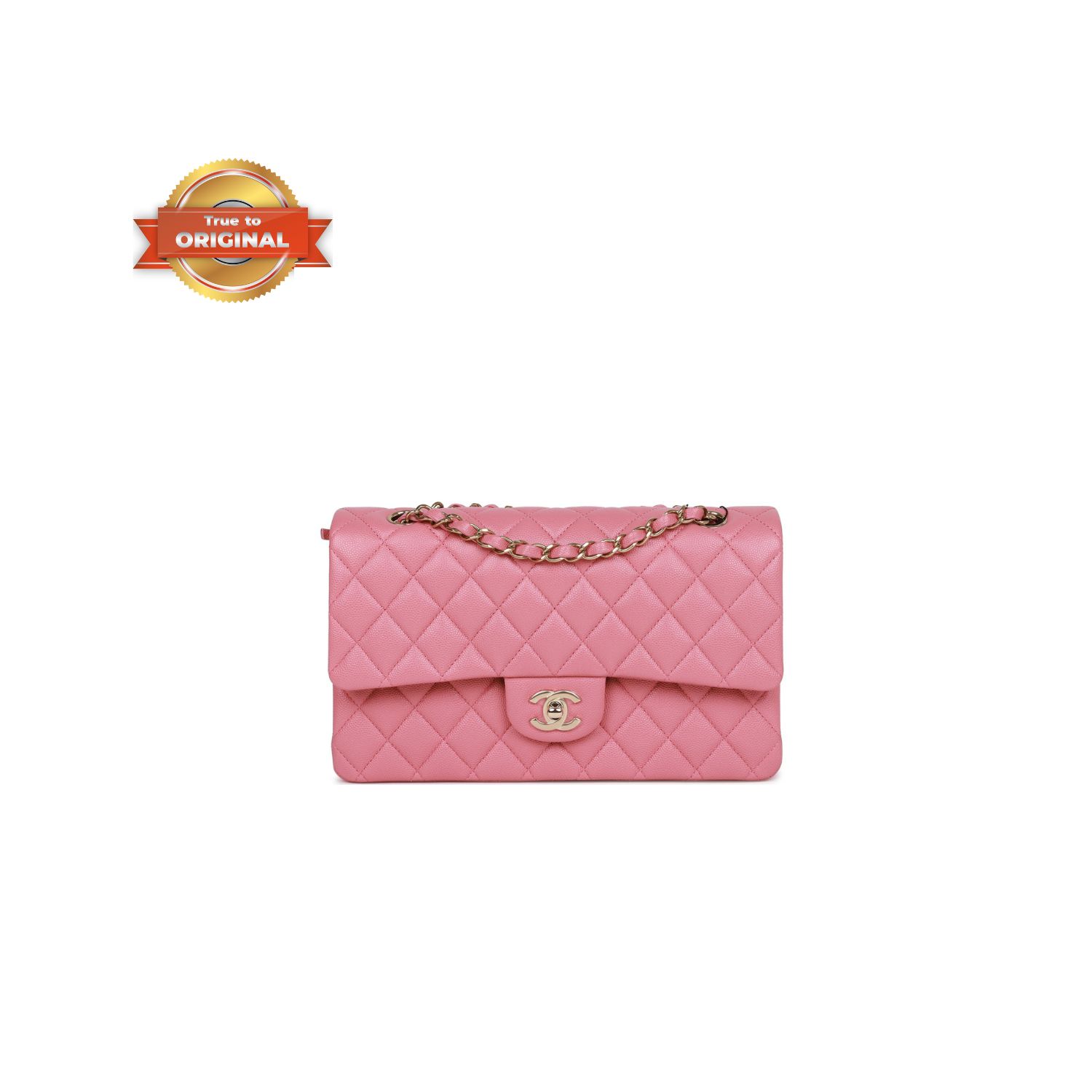 [True-to-ORIGINAL] Ch**el Medium Classic Double Flap Bag Dark Pink For Women 10in/25.5cm