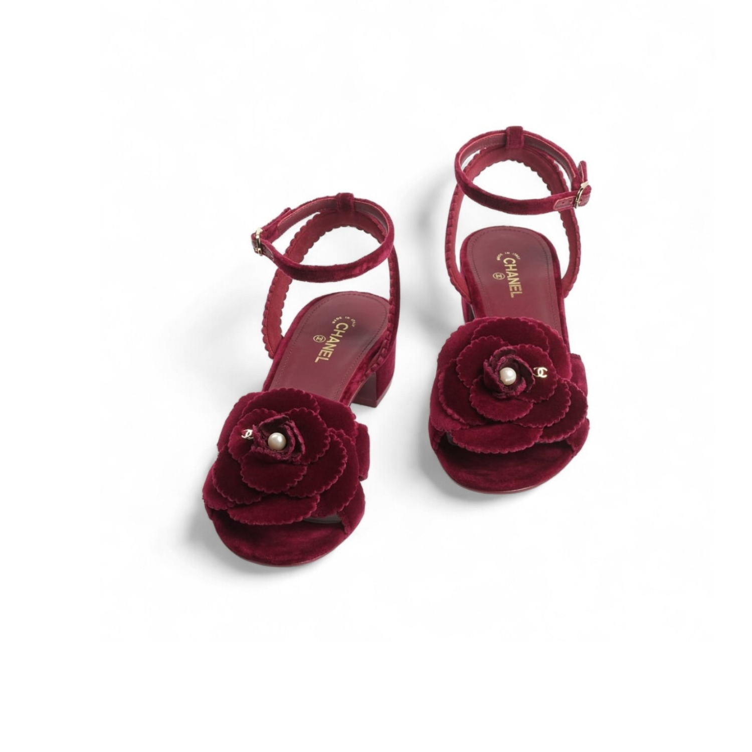 Ch**el Sandals Velvet Burgundy For Women G45928 B17944 NZP34