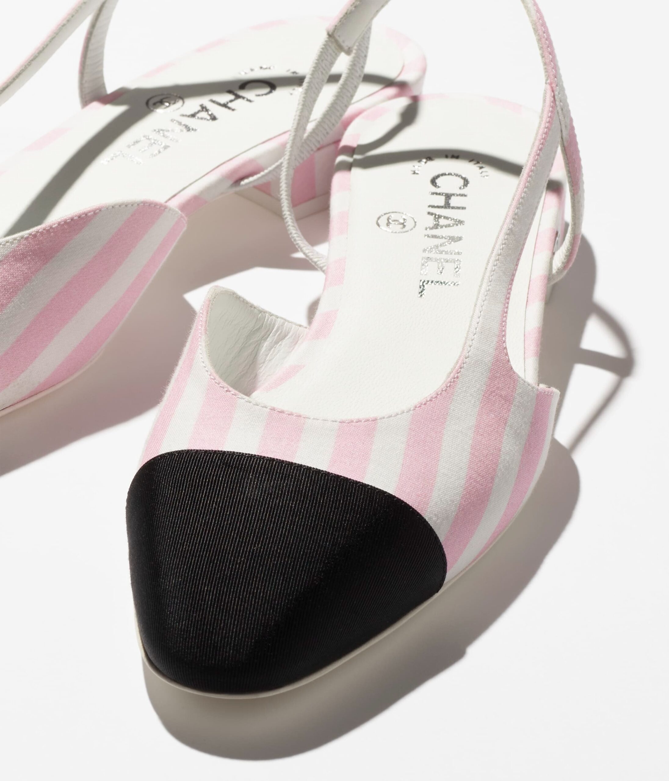 Ch**el Slingbacks Sandals White, Pink And Black For Women G31319 B16024 NW004